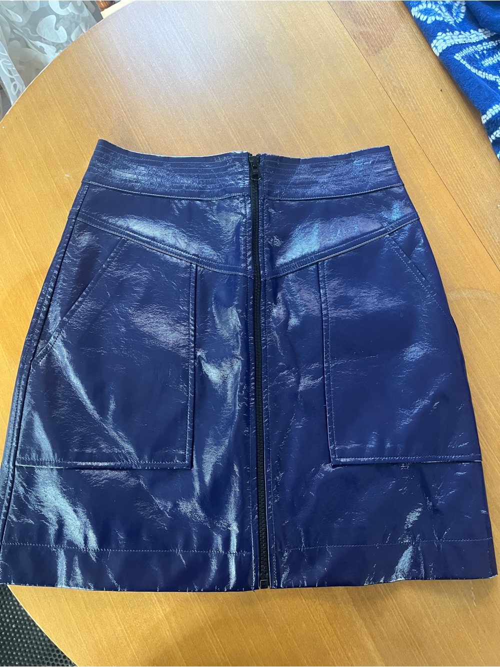 Rebecca Minkoff Shiny Faux-Leather Mini Skirt with Front Zip